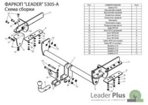 Фаркоп для Subaru Forester (2013-2018) "Leader Plus" S305A